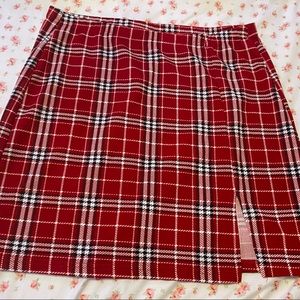 Red Plaid Mini Skirt